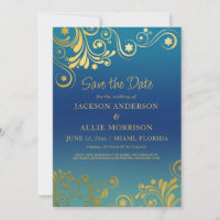 Aquamarin Blue Ombre' Gold Blüh Foto Wedding