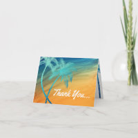 Aquamarin Blue Orange Palm Tree Vielen Dank Karten