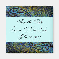 Aquamarin Blue Paisley Peacock Hochzeitseinladunge