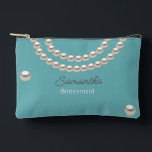 Aquamarin Blue Pearl Necklace Zubehörtasche<br><div class="desc">Eleganter Silver Pearl Necklace Brautparty Accessory Pouch . Es ist sehr einfach,  mit Ihren persönlichen Daten zu personalisieren. Matching-Elemente verfügbar.</div>
