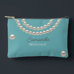 Aquamarin Blue Pearl Necklace Zubehörtasche<br><div class="desc">Eleganter Silver Pearl Necklace Brautparty Accessory Pouch . Es ist sehr einfach,  mit Ihren persönlichen Daten zu personalisieren. Matching-Elemente verfügbar.</div>