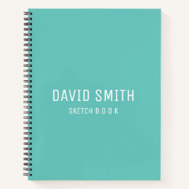 Aquamarin Blue Personalisiert Sketchbook mit Namen Notizbuch