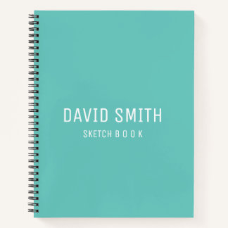 Aquamarin Blue Personalisiert Sketchbook mit Namen Notizbuch
