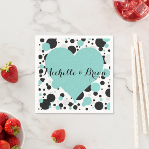 Aquamarin Blue Polka Dot Party Cocktail Napkins Serviette