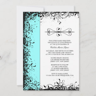 Aquamarin Blue Quinceanera Einladung