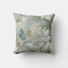 Aquamarin Blue Sage Green Beige Aquarell Floral 16 Kissen
