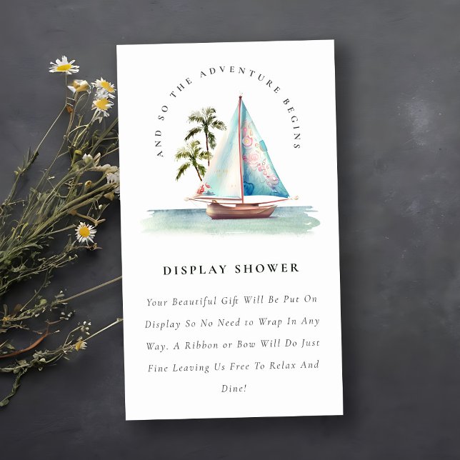 Aquamarin Blue Sailboat Palm Display Dusche Baby D Begleitkarte (Von Creator hochgeladen)