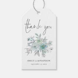 Aquamarin Blue Sea Mist Floral Vielen Dank Geschenkanhänger