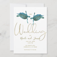 Aquamarin Blue Sea Turtles Elegante Gold Beach Hoc
