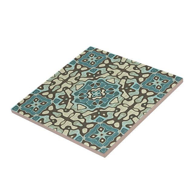 Aquamarin Blue Senard Green Ochre Ethnic Stamm Art Fliese (Seite)