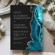 Aquamarin Blue Silver Agate Wedding