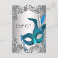 Aquamarin Blue Silver Mask Masquerade Party UAWG