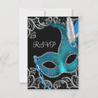 Aquamarin Blue Silver Mask Masquerade Party UAWG