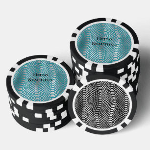 Aquamarin Blue Silver Schlange Print Pokerchips