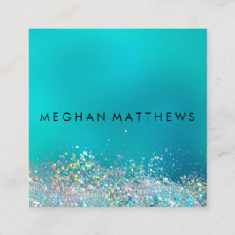 Aquamarin Blue Silver Sparkle Beauty Stylist Quadratische Visitenkarte