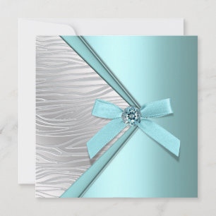 Aquamarin Blue Silver Zebra Party Template Einladung