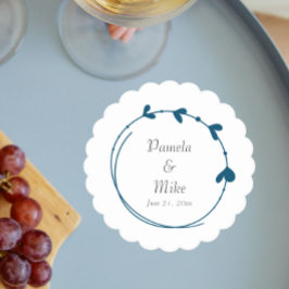 Aquamarin Blue Simple Heart Wreath Wedding Untersetzer