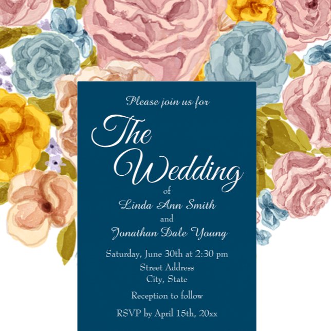 Aquamarin Blue Simple Style Wedding Folieneinladung (In Situ Wedding)