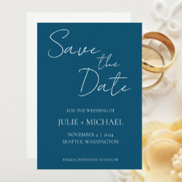 Aquamarin Blue Simple Style Wedding Save The Date