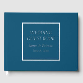 Aquamarin Blue Simple Stylized Letting Wedding Gästebuch