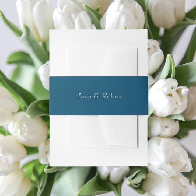 Aquamarin Blue Simple Stylized Name Wedding Einladungsbanderole (In Situ Wedding)