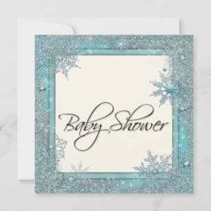 Aquamarin Blue Snowflake Baby Shower Einladungen