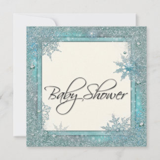 Aquamarin Blue Snowflake Baby Shower Einladungen