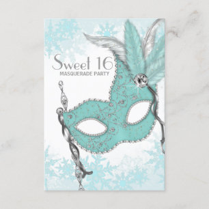 Aquamarin Blue Snowflake Sweet 16 Masquerade Party Einladung