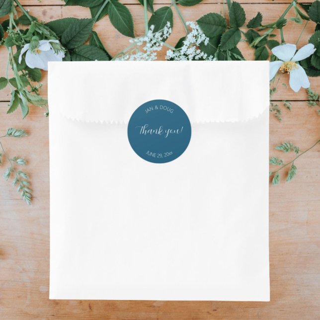 Aquamarin Blue Stylized Wedding Vielen Dank Runder Aufkleber (In Situ Wedding)