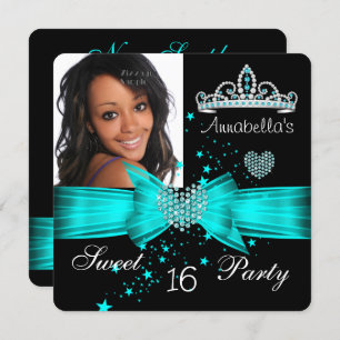 Aquamarin Blue Sweet 16 Geburtstag Diamond Tiara F Einladung
