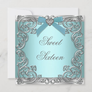 Aquamarin Blue Sweet 16 Geburtstagsparty Einladung