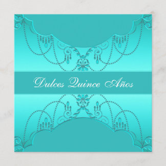 Aquamarin Blue Sweet Fünfzehn Quinceanera Einladung