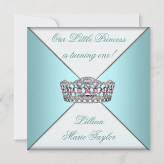 Aquamarin Blue Tiara Princess Erste Geburtstagspar Einladung