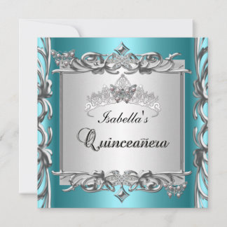 Aquamarin Blue Tiara Quinceanera 15. Geburtstag Einladung