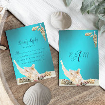 Aquamarin Blue Türkise Seashell Beach Wedding