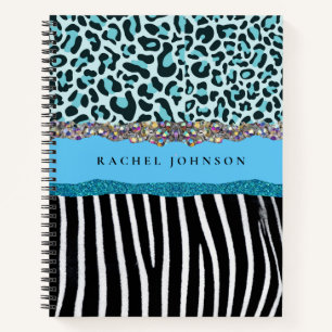 Aquamarin Blue Turquoise Girly Modern Glam Retro N Notizbuch