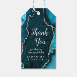 Aquamarin Blue und Silver Agate Wedding Vielen Dan Geschenkanhänger