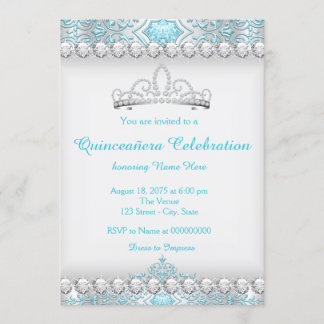 Aquamarin Blue und Silver Diamond Princess Quincea Einladung