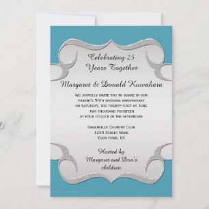 Aquamarin Blue Verziert Silver Frame 25 Jahre alt Einladung