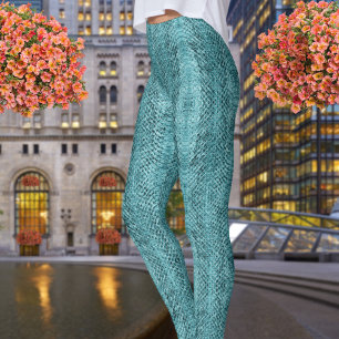 Aquamarin Blue Viper Snakeskin Leggings