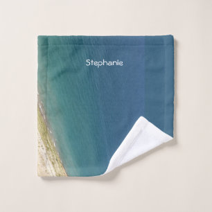 Aquamarin Blue Water Abstrakt Monogram Name Beach  Waschlappen