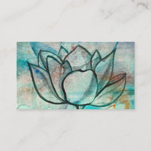 Aquamarin Blue Watercolor Blume Elegante Künstleri Visitenkarte
