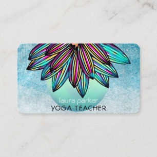 Aquamarin Blue Watercolor Lotus Blume Yoga Holisti Visitenkarte