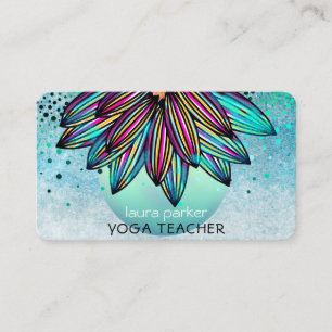 Aquamarin Blue Watercolor Lotus Blume Yoga Holisti Visitenkarte