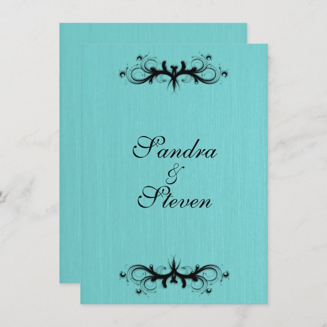 Aquamarin Blue Wedding Einladung (Vorne/Hinten)