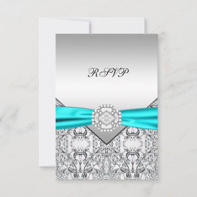 Aquamarin Blue Wedding RSVP (Vorderseite)