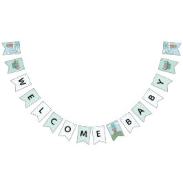 Aquamarin Blue Welcome Baby Bear Boy Baby Dusche Wimpelkette