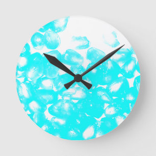 Aquamarin Blue White Abstrakt Pattern Modernes Ges Runde Wanduhr