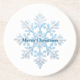 Aquamarin Blue White Christmas Snowflakes Getränkeuntersetzer
