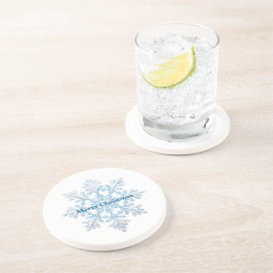 Aquamarin Blue White Christmas Snowflakes Getränkeuntersetzer
